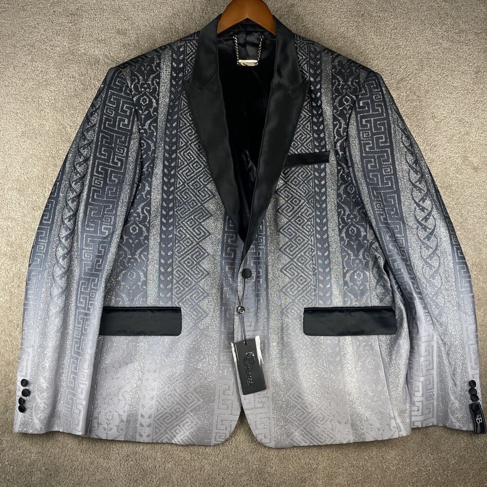 NWT Barocco Los Angeles Blazer Midnight Blue Black Men Size 50R 4XL Slim SB418